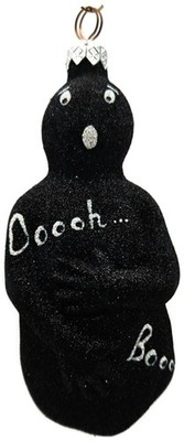 Patricia Breen Oscar Black Glittered Ghost Halloween Christmas Tree Ornament