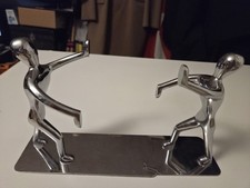 STAINLESS STEEL CHROME BOOKENDS DESK TIDY HUMANS 6" TALL 🇬🇧