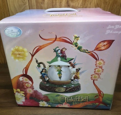 Disney Store Tinkerbell and the Lost Treasure Teapot Snow Globe Fairies READ DES