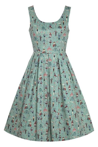 Women Dolly Dress Green Elastane XL
