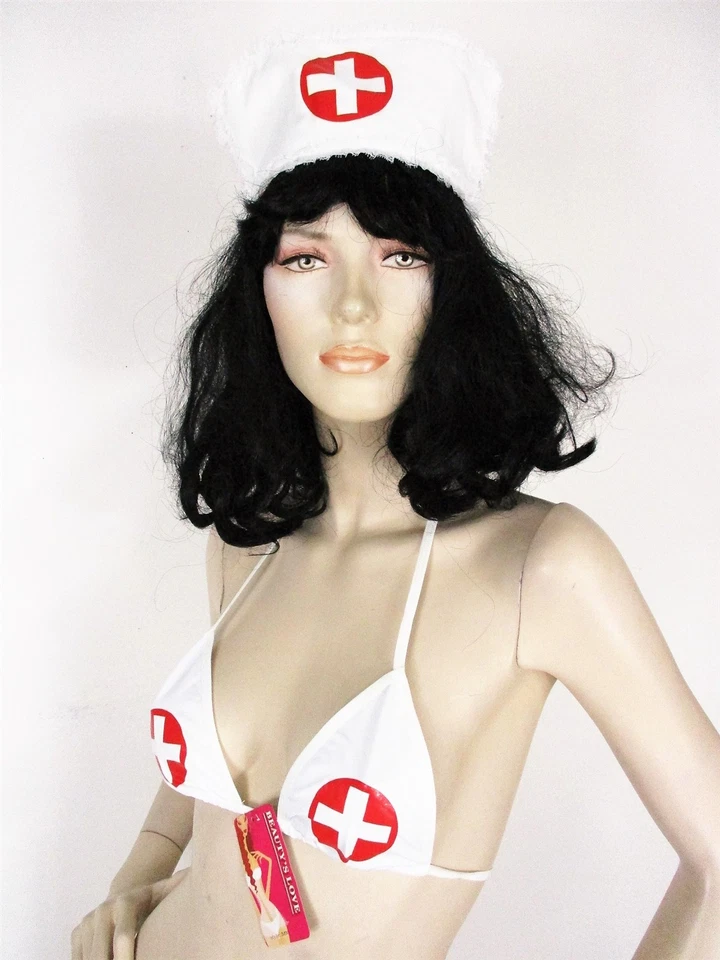 Сексуальная медсестра бикини костюм 1623 маленький с шляпой белый/красный - Изображение 2 из 2