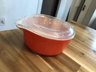 Vintage Pyrex 472 Casserole Dish w/ Clear Lid Red  Friendship 1 1/2pt Cinderella