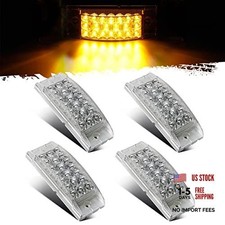 4Pcs 6" Rectangle Truck Trailer Amber Led Side Marker Lights and Clear/Amber