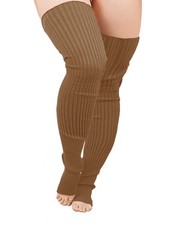 v28 Plus Size Knit Leg Warmer Women Thick Thigh One Size, Size- Camel