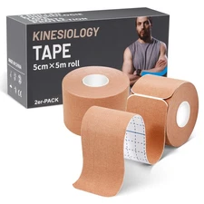 Kinesiology Tape Pre-Cut 2 Rolls, Athletic Tape for Muscle Joints Support and.