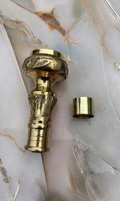 Vintage Brass Compass Walking Stick Handle   Explorer Navigation Cane Top