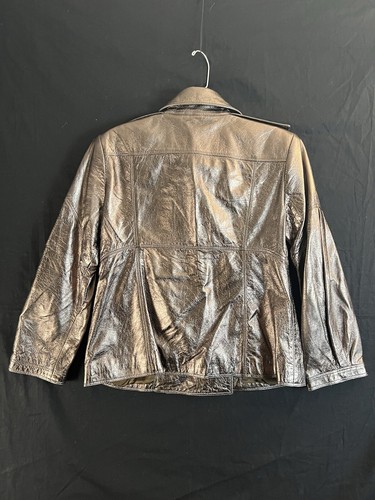 Burberry Lambskin Leather Metallic Short Trench Coat Jacket Womens US 6 Slim Fit - Picture 10 of 21