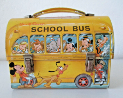 Walt Disney ヴィンテージ メタルランチボックス Vintage 1960s Walt Disney School Bus Lunch Box Tin Litho Metal