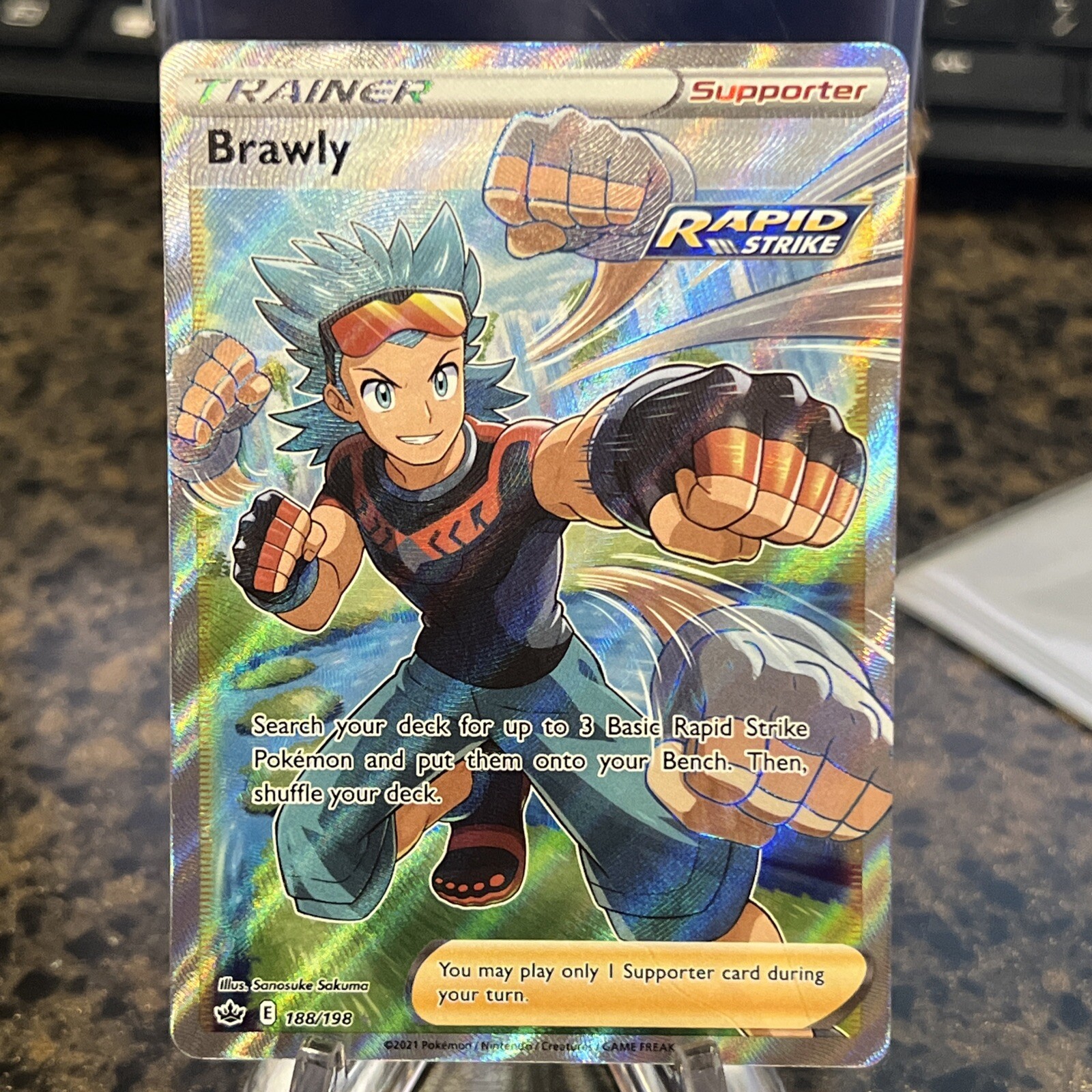Brawly - 188/198 - Full Art Ultra Rare Chilling Reign Pokemon TCG Near Mint