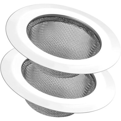 2PCS DIA 4.5'' Kitchen Bathroom Sink Strainer Stainless Steel Filter Drain Strain