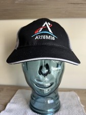 Artemis Nasa Space Black Embroidered Logo Trucker Hat Mesh One Size Adjustable