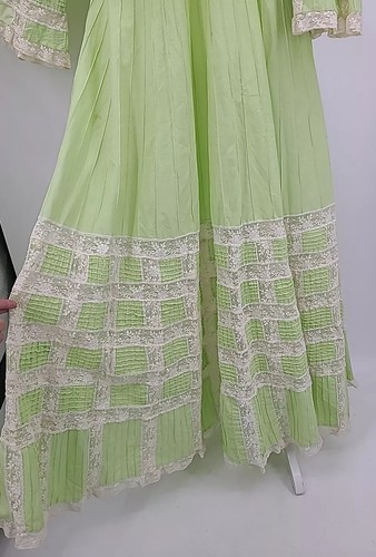 De Colección Años 60 Boho Mexicano Pintuck Vestido Caftán Crochet Encaje, RARO Maxi Vestido de Cal - Imagen 10 de 24