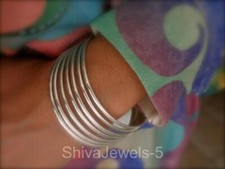 Set of 7 West Indian 925 Sterling Silver Bangle Thick Plain Women Bangle Set S-2
