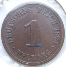 Coin German Empire Empire 1 Pfennig 1874 C in Extremely fine