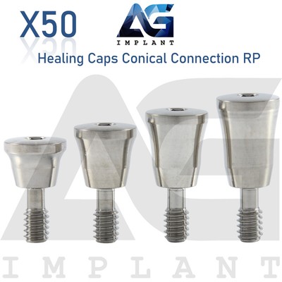 50 Healing Cap Conical Connection RP Titanium Dental 2.65mm Fit Nobel Active