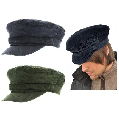 Lennon Cord Mariner Breton Cap Black, Navy, Olive 4 Sizes Fisherman Greek Sailor