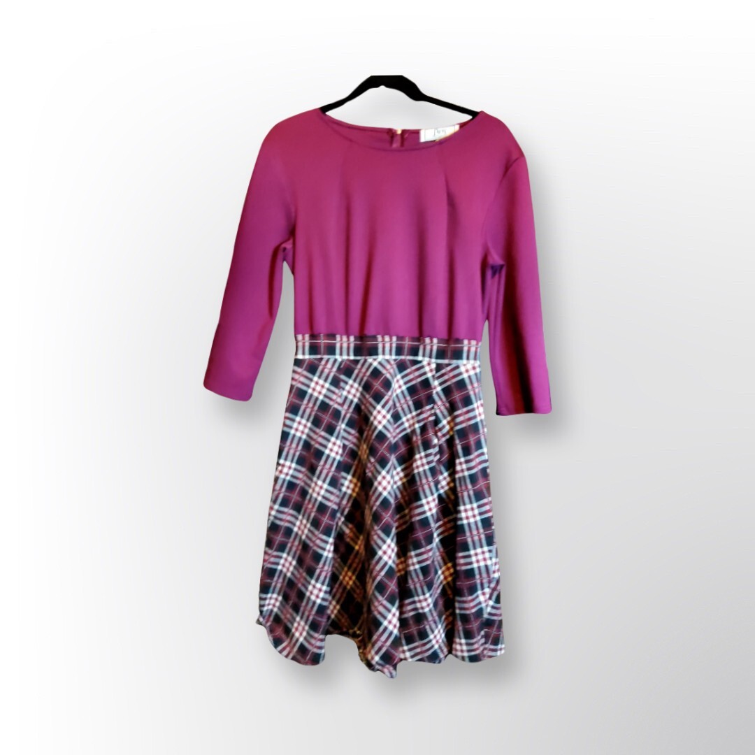 Miss May Womens Flannel A Line Dress Skirt Long Sleeve Burgundy Sz L | eBay