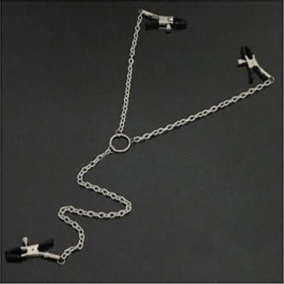 Adjustable Pressure Clips Clamps Jewelry Non Piercing Nipple Rings Metal Chain - Image 4 of 4