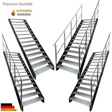 Schody stalowe premium 14 stopni szerokość 60-140cm wys.:266cm balustrada policzek antracyt