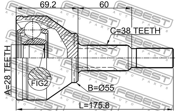 2110-EXPL FEBEST Joint Kit, drive shaft for FORD USA