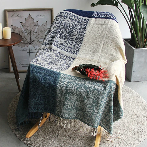 86 x 102" Vintage Bohemian Tapestry Sofa Throw Blanket Anti-slip Rugs Rural Sale - Picture 20 of 36