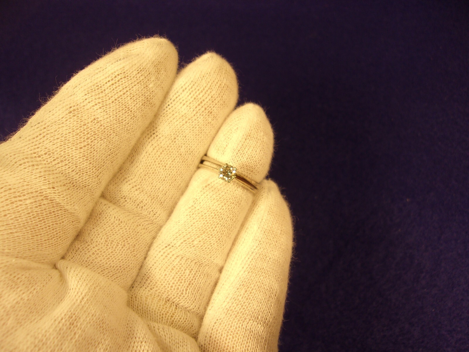 ELEGANT SIMPLISTIC VTG 14K WHITE GOLD 3/8 ct DIAMOND SOLITAIRE WEDDING