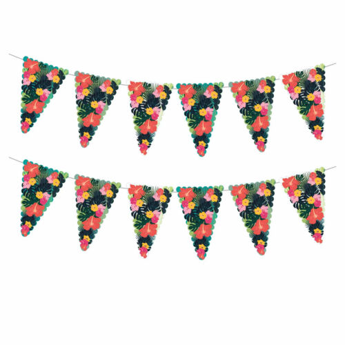 Tropical Flower Outdoor Bunting Plastic Banner Garland Hawaiian Party Decoration - Picture 1 of 4