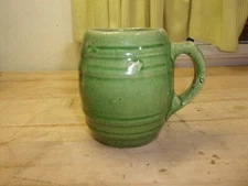vintage MCcoy pottery sage green barrel mug planter #16