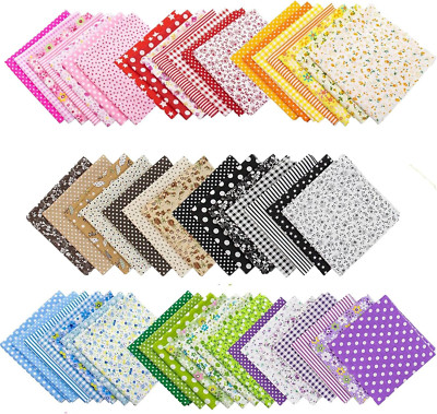 , 56 Pack Quilting Fabric 10''X10'' Cotton Fat Squares Sheets Printed Floral Suppl