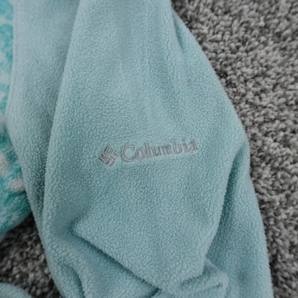 Suéter Columbia Meninas XL Azul Branco Asteca Nórdico Ilha Justa Zíper Moletom Juvenil - Imagem 2 de 4