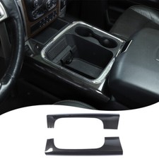 Interior Front Cup Holder Side Panel Trim For Dodge Ram 1500 15-17 Carbon Fiber