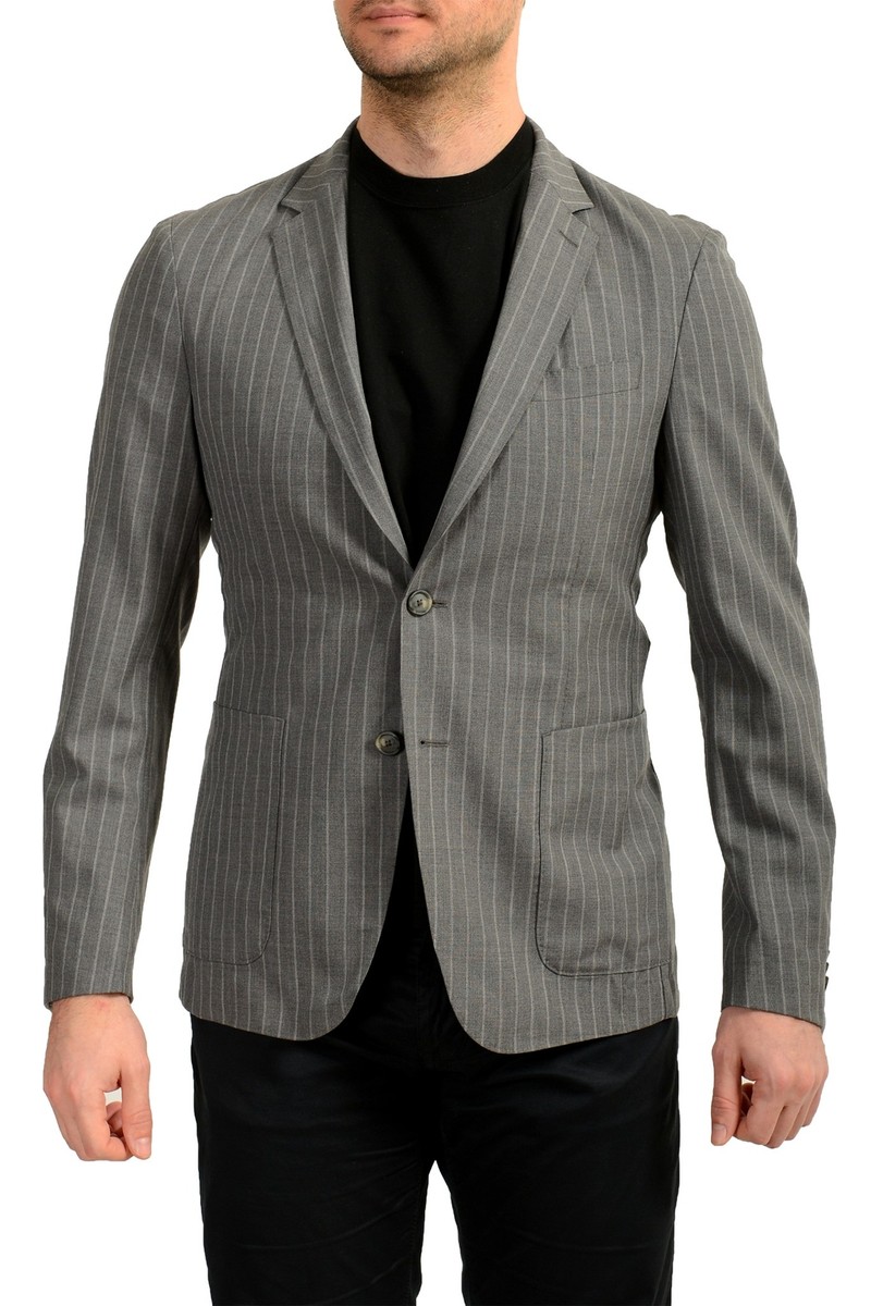 ぶるHUGO BOSS 3XL エルボーパッチ　ジャケット　グレーネイビー BOSS - スリムフィットブレザー ストレッチピケ ノッチドラペル