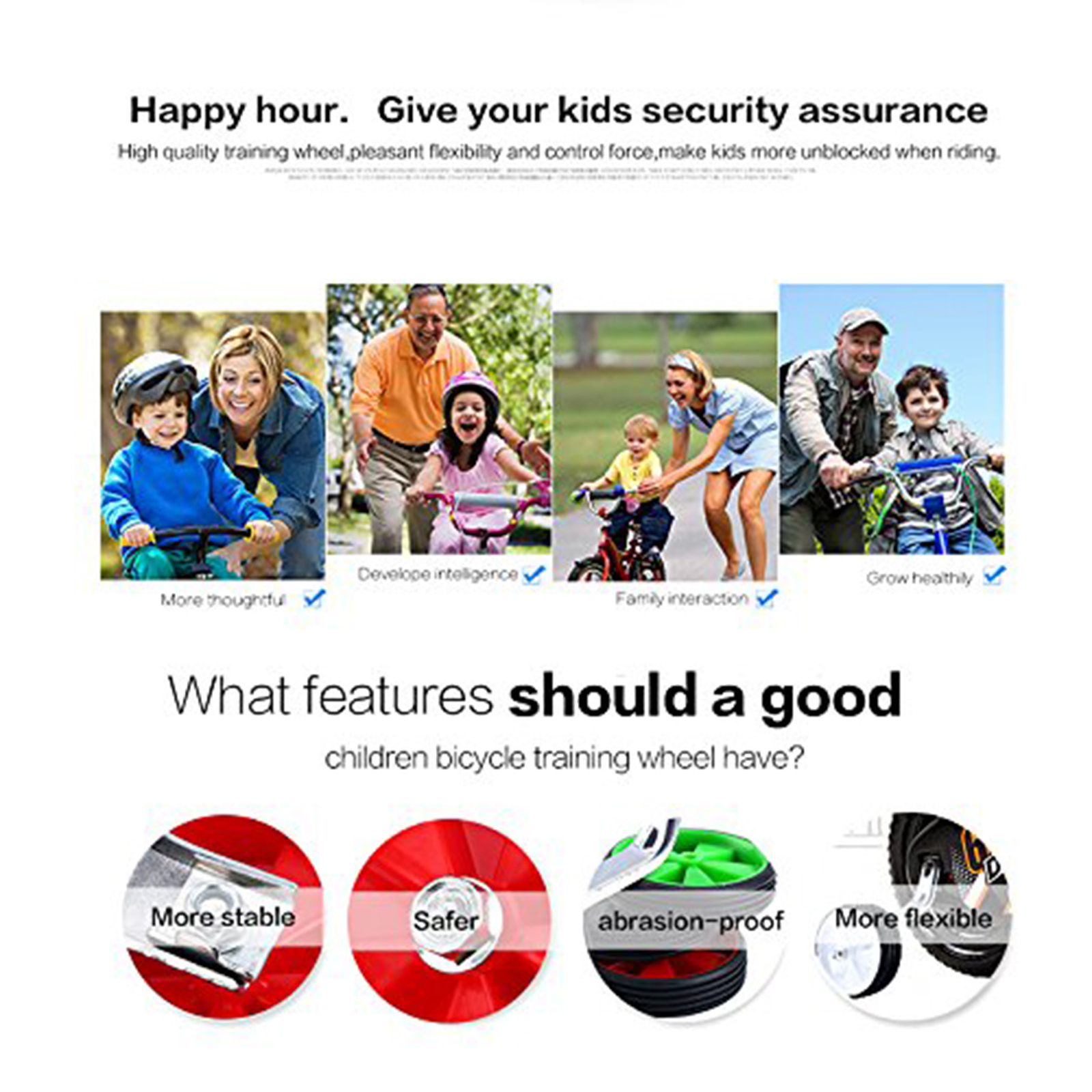 Bike Axle Extender Safe And Stable Bike Training Wheels Plastic Iron