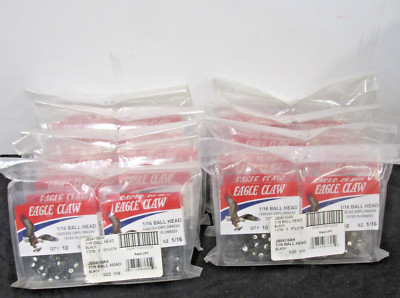 450 COUNT JIG HEADS 45 PACKS 10 EA EAGLE CLAW BALL HEAD JIGS BLACK  / WHIT  1/16