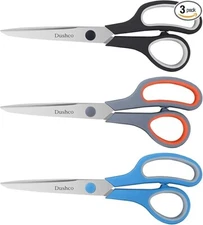 3-Pack 8" Heavy Duty Scissors with Ultra Sharp Blades and Comfort Grip Home