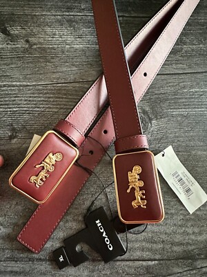 coach grace plaque buckle belt