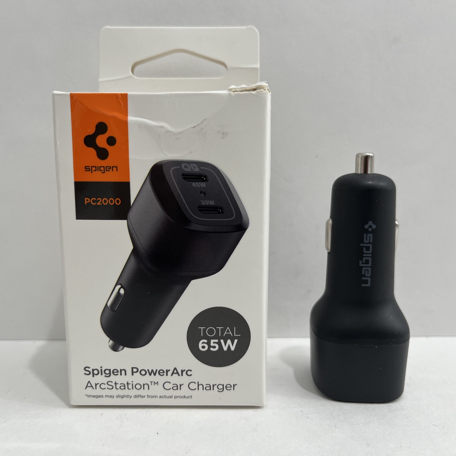 Spigen USB C Car Charger, 65W Dual USB Car Charger Fast Charge(PD 3.0