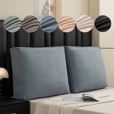Thick Sofa Back Cushion Headboard Wedge Pillow w/ Removable Cover for Couch&Bed