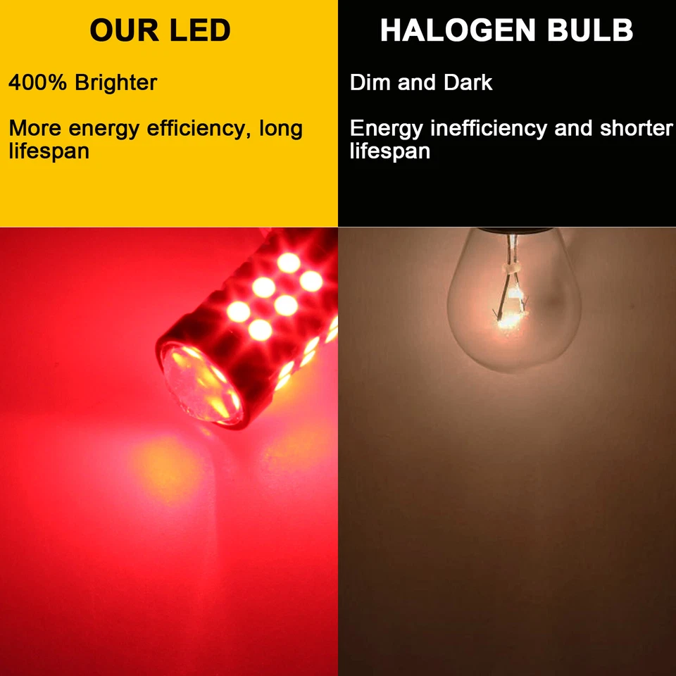 2XPcs BA15s 1156 P21W Bombillas LED Rojo Brillante Alto Brillo 3030SMD Luz de Señal de Giro Foto 2 de 4