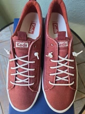 Womenn's Ked's US 9 Kickback Sneakers Red Washed Cotton Canvas New In Box