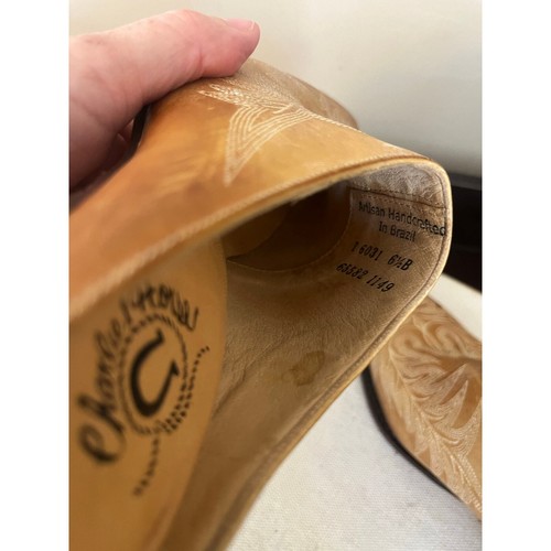 Mujer Charlie 1 Caballo Dorado Marrón Cuero Mula Talla 6.5B Hecho a Mano en Brasil - Imagen 8 de 10