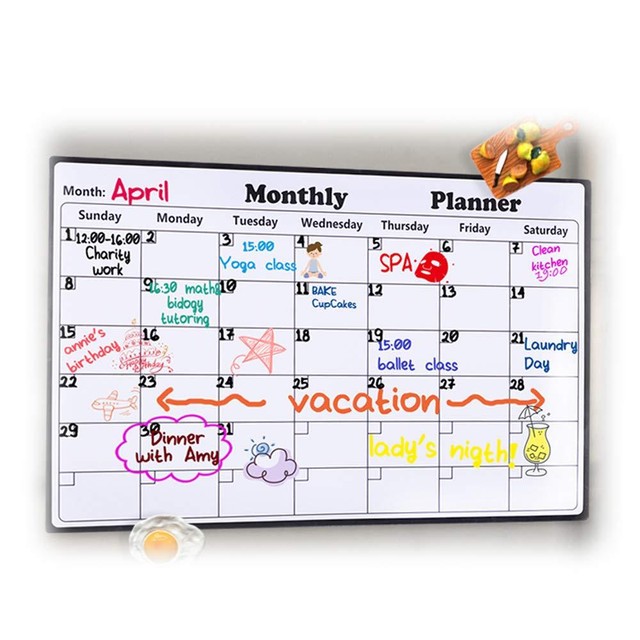 Rabbitgoo Dry Erase Magnetic Calendar 2019 Fridge Whiteboard