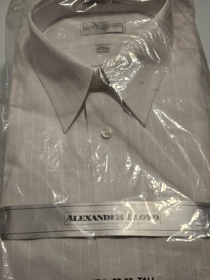 Alexander Lloyd Big and Tall  17 1/2, 37-38 Tall  White Stripe Button-Down Shirt - Image 4 of 4
