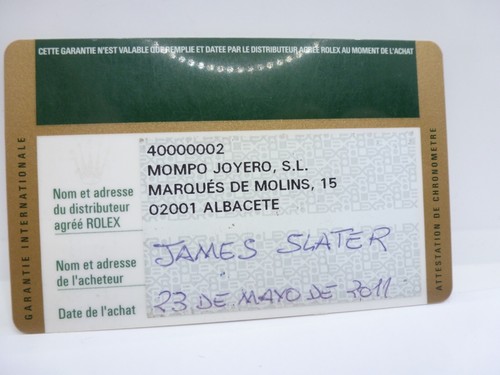 ROLEX 116400 Milgauss Serial Oyster Perpetual Guarantee Warranty 2011 - 第 2/2 張圖片