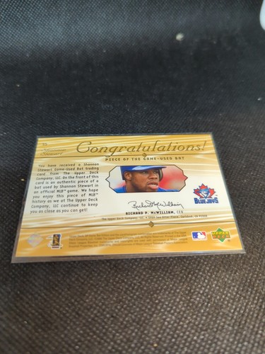 SHANNON STEWART 2000 UPPER DECK SP GAME BAT EDITION PIECE OF THE GAME BLUE JAYS - Picture 2 of 2