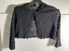Connected Apparel Embroidered Black Lace Topper Size L Made In USA