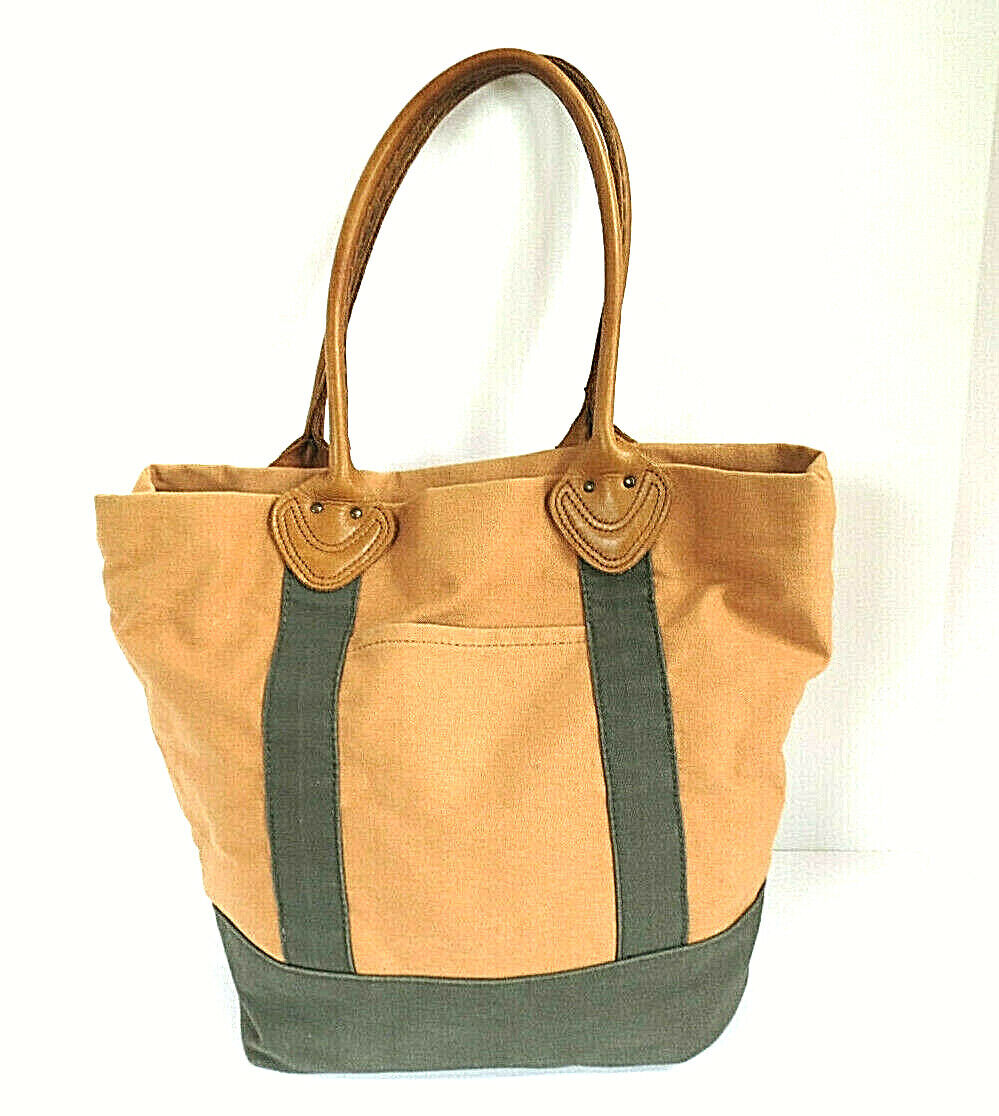 Vintage LL Bean Boat & Tote Bag with Full-Grain Leather Handles