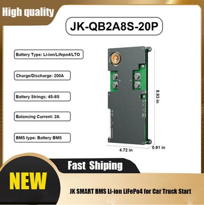 JK BMS 4S-8S 12V 24V Li-ion LiFePo4 Car Start BMS w/2A Active Balance lot SDE