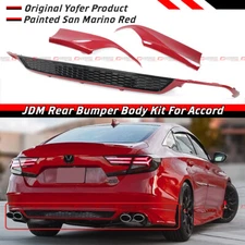 FOR 18-22 HONDA ACCORD YOFER SAN MARINO RED REAR BUMPER DIFFUSER + CORNER APRON