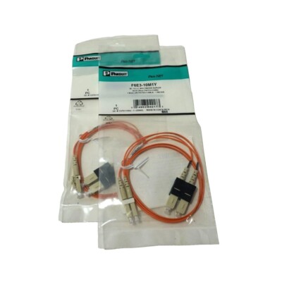 Lot of Two - Panduit F6E3-10M1Y Multi-Mode Duplex SC to LC 1-Meter Fiber Patch C
